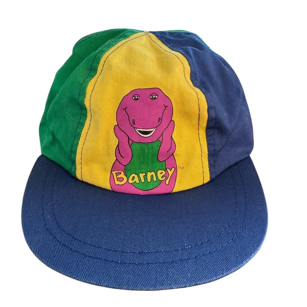 Vintage 1992 Barney Hat Cap Colorblock Kids Snapback Lyons Group
